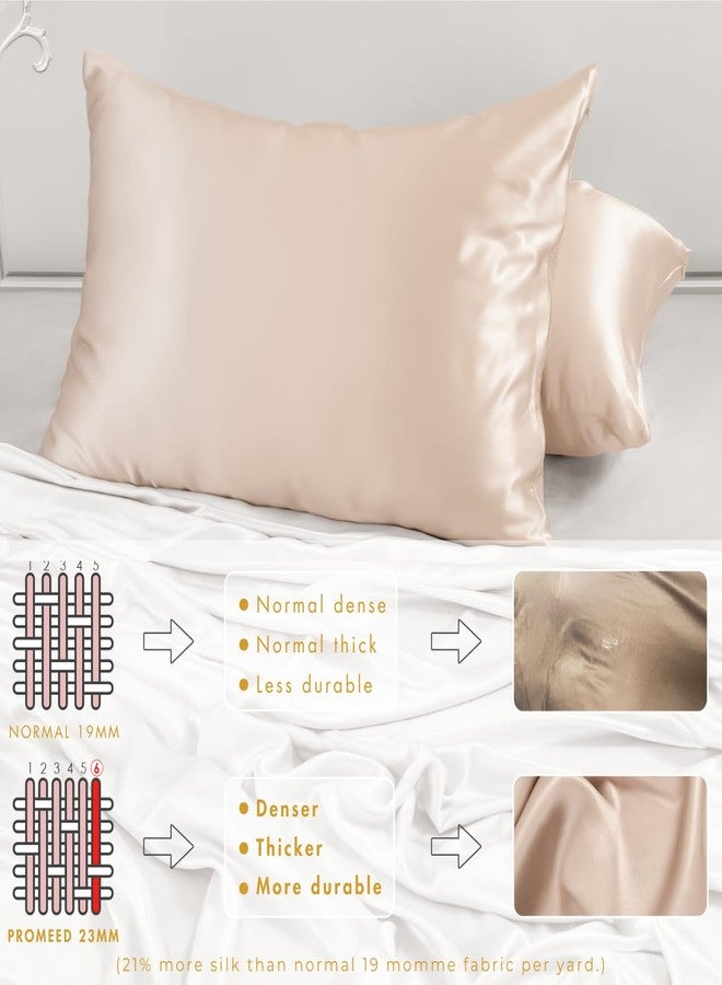 PROMEED 23 Momme Silk Pillowcase 2 Pack Toddler/Travel Size with Free Laundry Bag, Highest Grade 6A+ 100% Mulberry Silk Pillow Case Set of 2, Zipper (Toddler/Travel 13"x18", Champagne) - Image 5