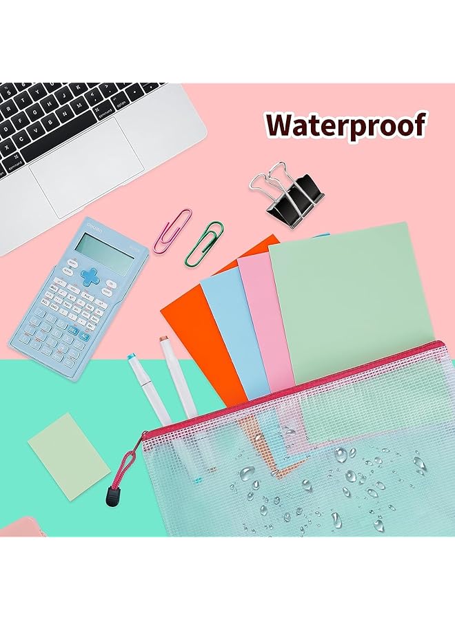 erorex 24Pcs Mesh Zipper Pouch Bags 8 Sizes Zipper Pouches For Organization Waterproof Clear Travel Pouches File Bag With Zipper For Office Supplies  - Image 4