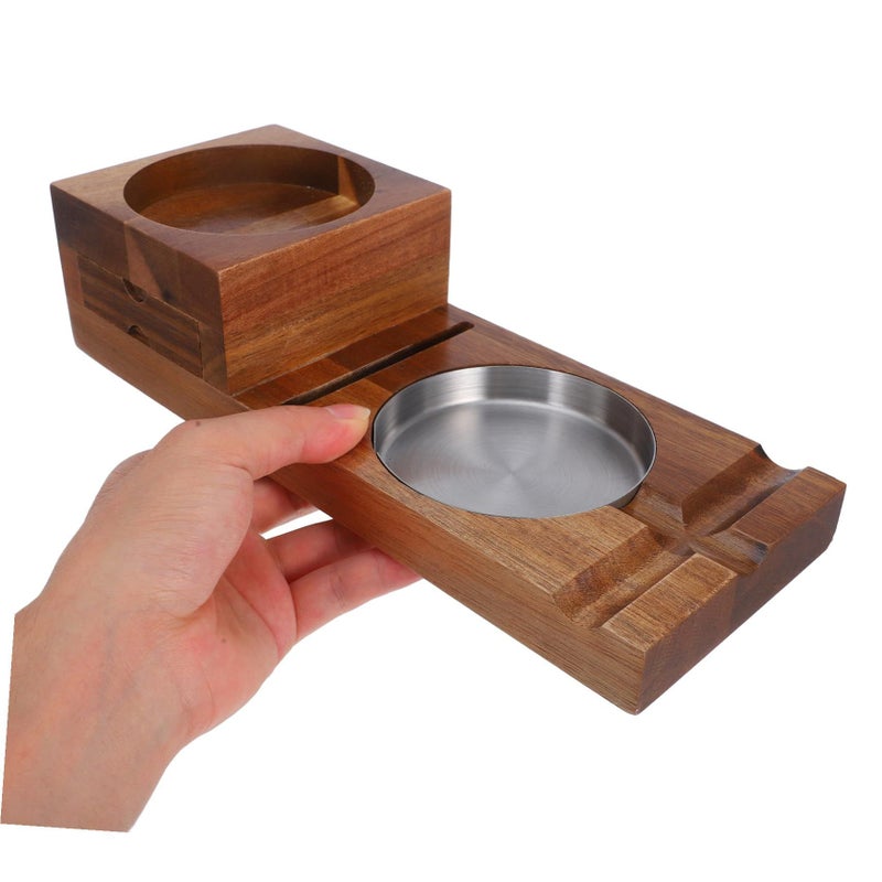Wooden Cigar Ashtray With Whiskey Glass Holder Multifunctional Tray For Home - Image 4