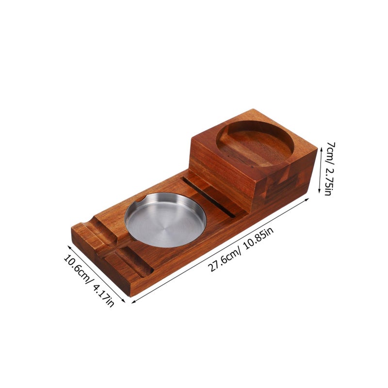 Wooden Cigar Ashtray With Whiskey Glass Holder Multifunctional Tray For Home - Image 3