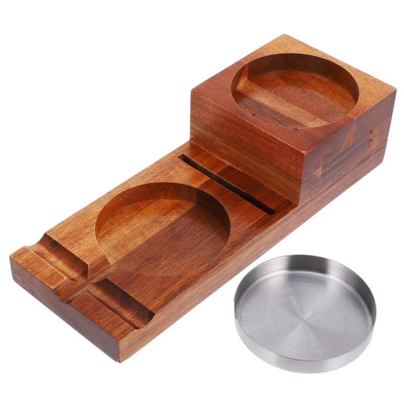 Wooden Cigar Ashtray With Whiskey Glass Holder Multifunctional Tray For Home - Image 2