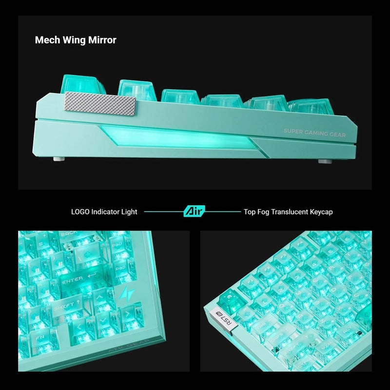 ATK RS7 Air Magnetic Axis Gaming Keyboard 75% Layout, 8K Polling Rate, PC, Black Green - Image 5