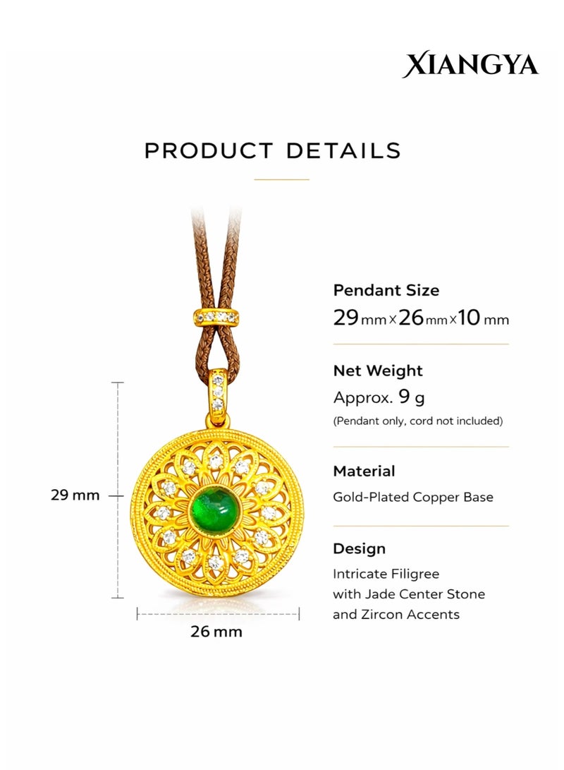XIANGYA Gold Lucky Pendant Necklace for Women, Double-Sided Jade & Zircon Necklace, Fu Symbol Good Fortune Jewelry Gift for Ladies - Image 5
