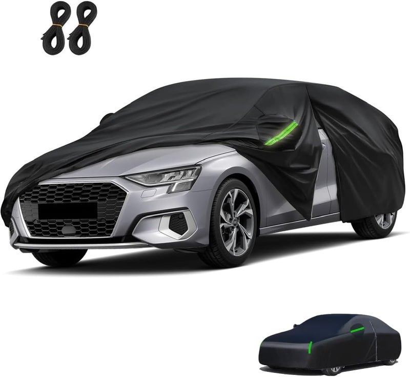 All Weather Car Cover with Reflective Strip, Windproof Straps, and Zipper Door for SUV (4.9M) - Image 1