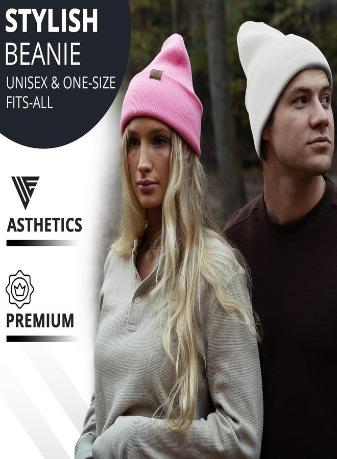 Urban Effort Unisex Knit Beanie - Warm Acrylic Cuffed Winter Hat for Men & Women, Soft Stretch Fit, Classic Streetwear Style, White, X-Small-3X-Large - Image 5