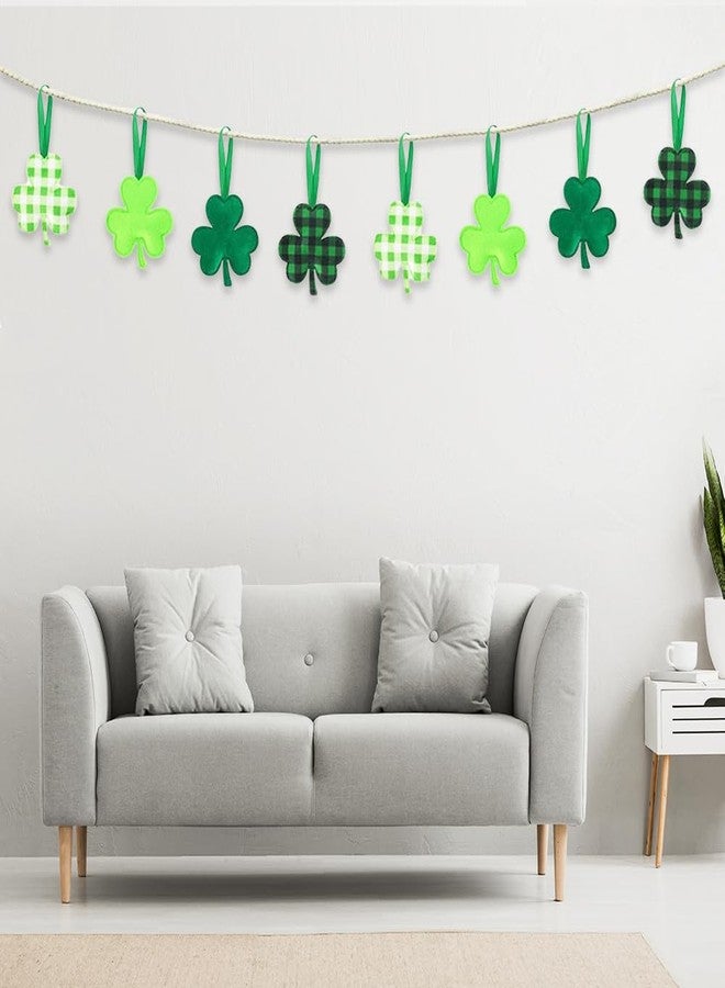 CCUUHJ 12 Pack St. Patrick Day Shamrocks Ornament for Tree Fabric Green 3D Large Felt Shamrocks Ornament Lucky Hanging Shamrock Decorations for Tree Irish Home Festival Party Supplies (Green) - Image 3