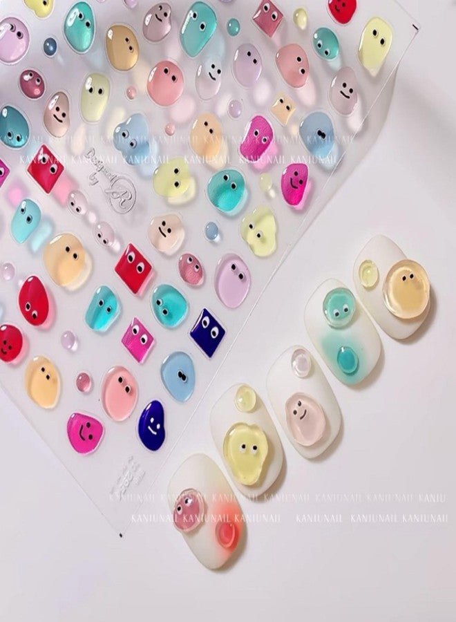 Dedyel Jelly Water Droplet Nail Art Stickers Cute Jelly Self-Adhesive Nail Stickers for Women Girls Kids Nail Art Decorations - Image 2