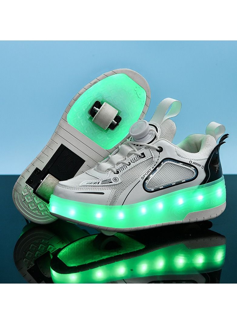 KUYING New Four-Wheel Skate Shoe Luminous Pulley Shoes 