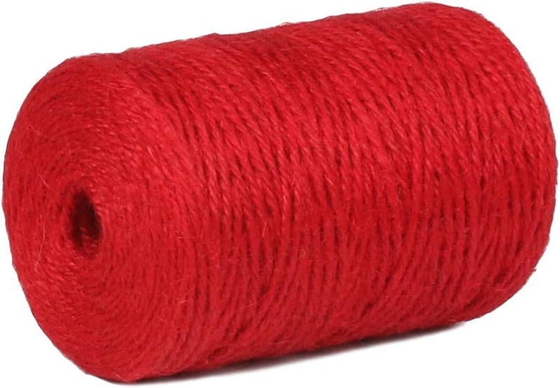 PH PERKHOMY PerkHomy Natural Jute Twine 600 Feet Long Colored Twine Rope for Crafts Gift Wrapping Packing, Gardening and Wedding Decor (Red) - Image 3