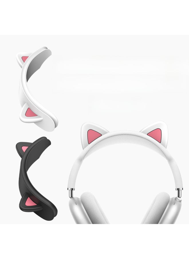 Generic - Suitable For Apple For Apple AirPods Max Wireless Bluetooth Headset Protection Beam Cover Silicone Cat Ears-Color:T5 White-Applicable Model:For Apple AirPods Max - Image 1