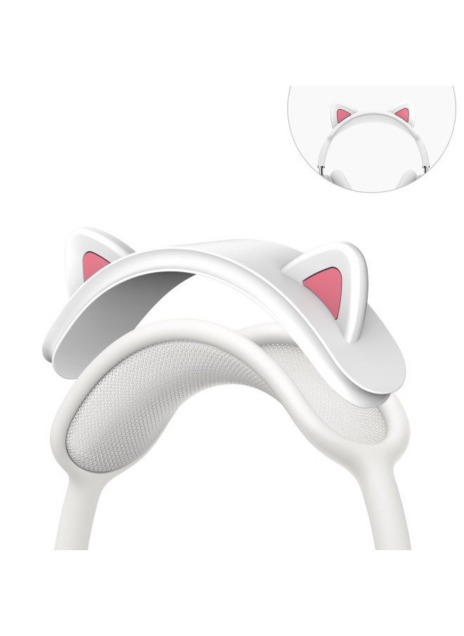 Generic - Suitable For Apple For Apple AirPods Max Wireless Bluetooth Headset Protection Beam Cover Silicone Cat Ears-Color:T5 White-Applicable Model:For Apple AirPods Max - Image 1