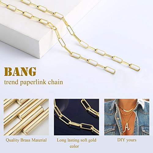 ALEXCRAFT 12 Feet 14K Dainty Gold Plated Brass Paperclip Chain Link Necklace Bulk for Jewelry Making - Image 3
