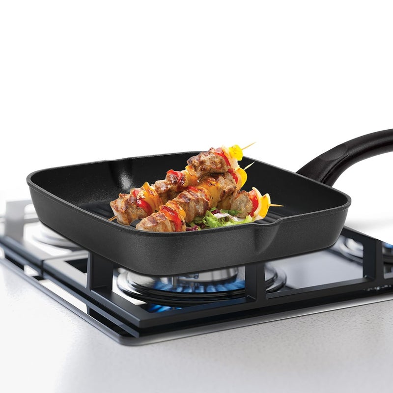 MILTON Pro cook MILTON Pro cook Grill Pan Nonstick Die Cast Grilling Square Pan 24 cm for Induction Gas Stove 3 Layer Non Stick Coated Barbeque Tandoori Roast Pan 1 Year Warranty Black - Image 4