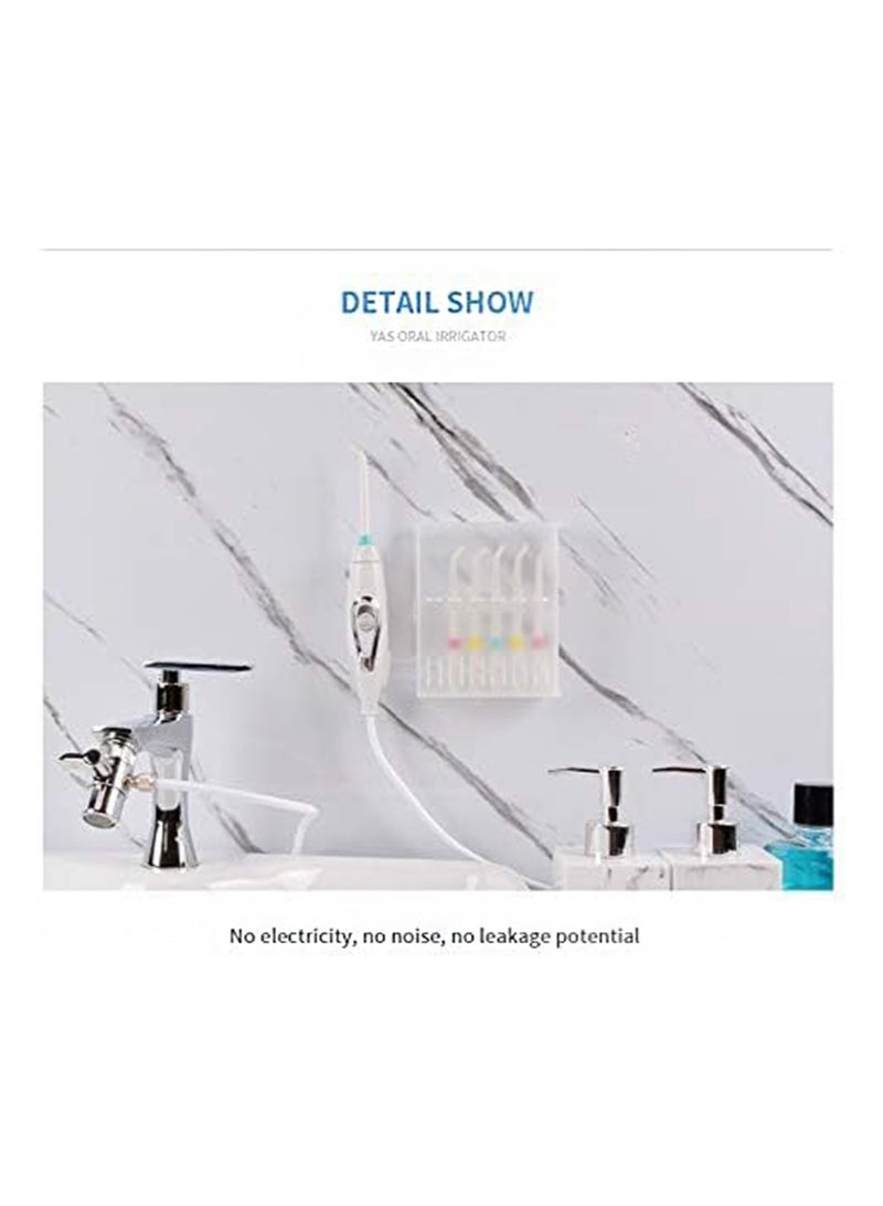 هالونهي جهاز تنظيف الأسنان بالماء للاستخدام العائلي، جهاز ري الفم غير كهربائي آمن، صنبور قابل للتعديل ودش سبا، ضغط الماء للعناية بالفم وتنظيف الأسنان - Image 2