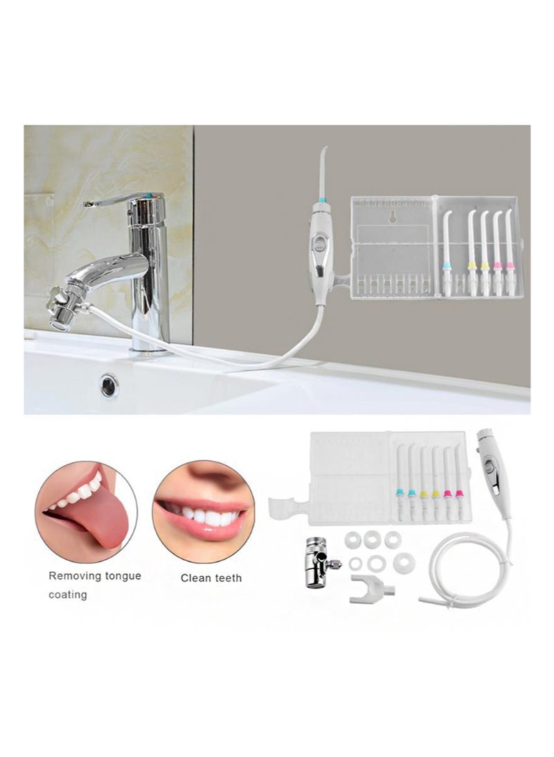 هالونهي جهاز تنظيف الأسنان بالماء للاستخدام العائلي، جهاز ري الفم غير كهربائي آمن، صنبور قابل للتعديل ودش سبا، ضغط الماء للعناية بالفم وتنظيف الأسنان - Image 4