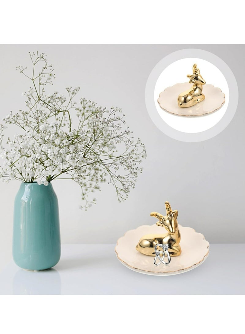 1 Pc Ceramic Animal Figurines Ornaments, Gold Deer Home Decor Sculptures and Statues Handmade Artware Gifts (Gold)  - Image 3