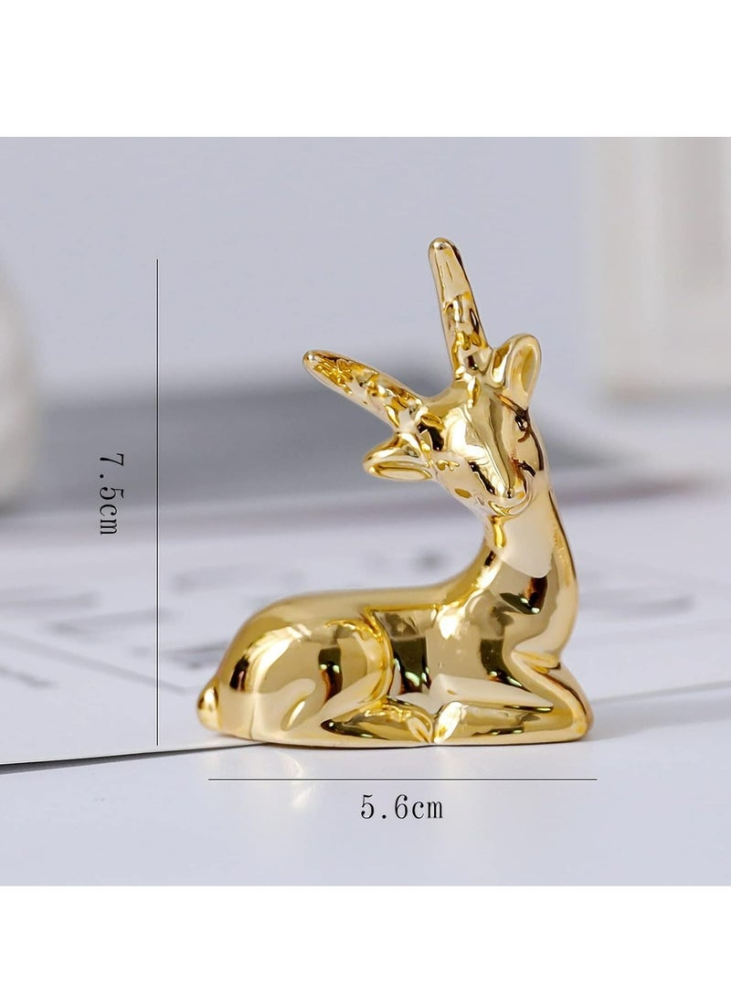 1 Pc Ceramic Animal Figurines Ornaments, Gold Deer Home Decor Sculptures and Statues Handmade Artware Gifts (Gold)  - Image 5