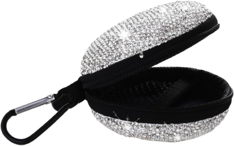 NUOBESTY Shockproof Earphone Bag with Rhinestone Durable Eva Storage Case for Data Cables and Keys Smooth Zipper Travel Organizer for Headsets Portable Protective Carry Pouch for Outdoor - Image 1