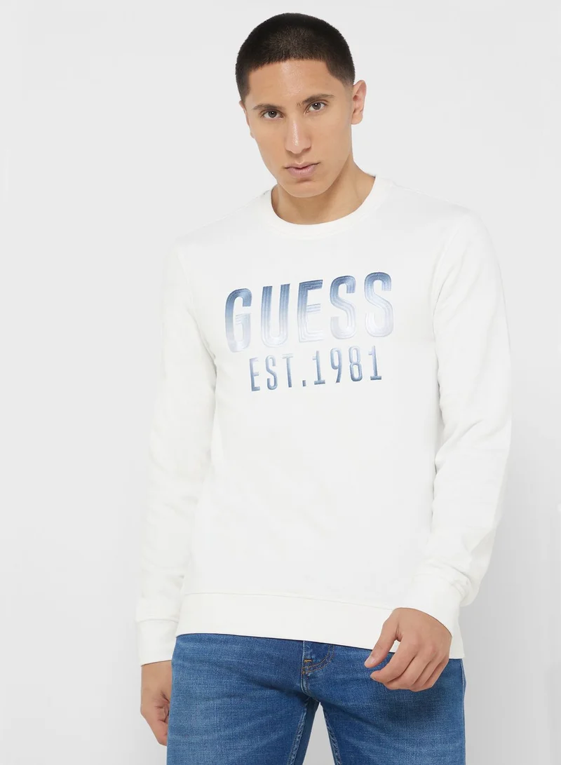 GUESS Logo Crew Neck Sweatshirt