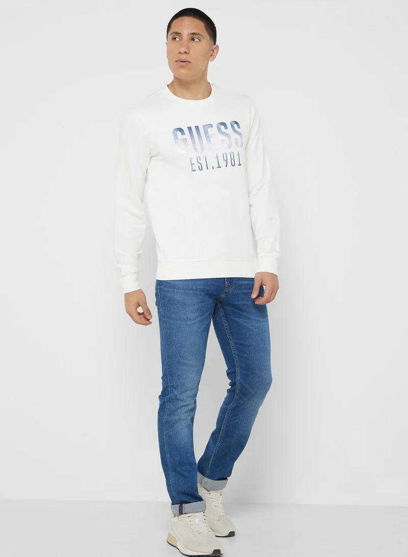 GUESS Logo Crew Neck Sweatshirt
