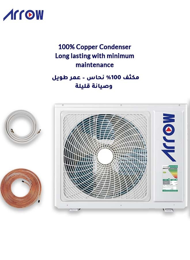 ارو مكيف هواء سبليت ذكي 18000 وحدة حرارية بريطانية، تبريد توربيني، R410A، زعانف ذهبية، ضاغط دوار، تشغيل هادئ، تبريد فقط | اسم الموديل: RO-18SHC-S - Image 3