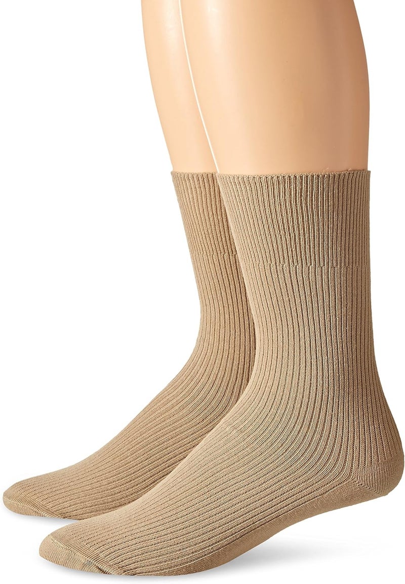 Top Flite Men's Diabetic Non-binding Dress Crew Socks 2 Pack