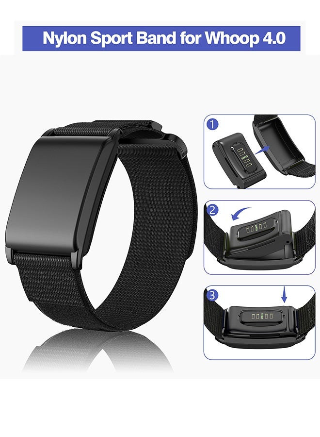 إس كولور حزام رياضي من النايلون متوافق مع حزام هووب 4.0 للرجال والنساء مع غلاف واقي، أساور قابلة للتنفس من النايلون قابلة للتعديل ومقاومة للماء كبديل لأساور هووب 4.0 باللون الأسود. - Image 3