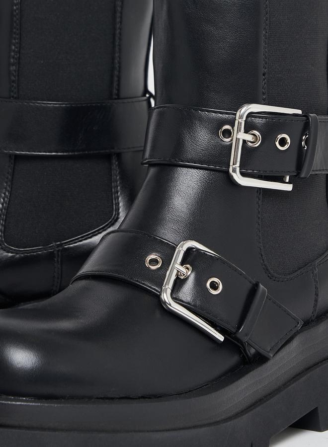 ريد حذاء بوت بمقدمة دائرية وإبزيم غلق - Image 4