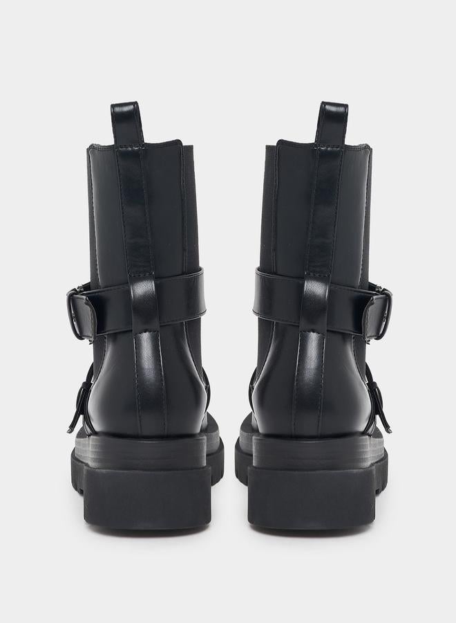 ريد حذاء بوت بمقدمة دائرية وإبزيم غلق - Image 3