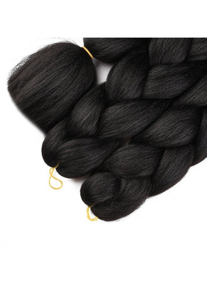 SuCoo Kanekalon Jumbo Braiding Hair Extensions High Temperature Fiber Crochet Twist Braids With Small Free Gifts 24Inch 3Pcs/Lot(Black) - Image 4