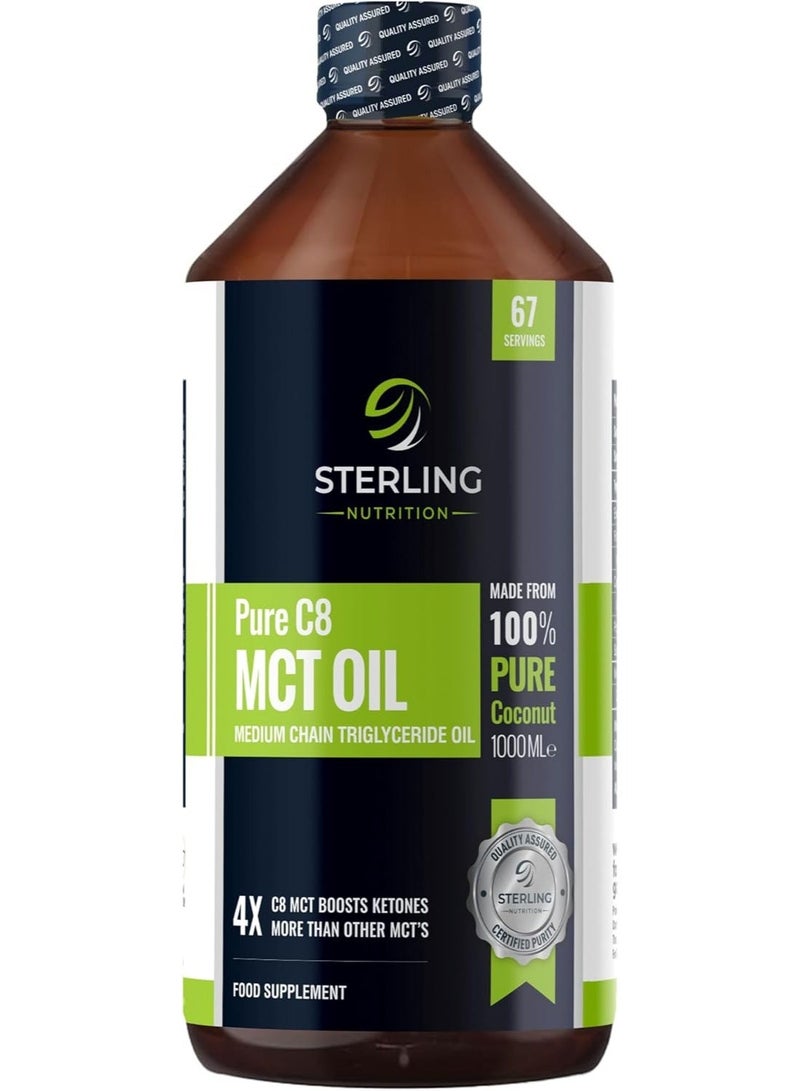 Sterling MCT Oil – Pure C8 Caprylic Acid, 1000ml | from 100% Coconut Oil | Suitable for Keto & Fasting | Vegan, Gluten-Free & Lab Tested | - Image 1