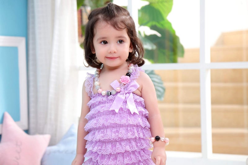 VCMART Rose Girls Cute Chunky Bubblegum Necklace and Bracelet Set Girls' Birthdays Day Gift - Image 3