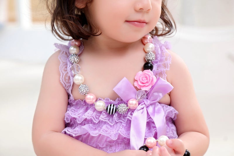 VCMART Rose Girls Cute Chunky Bubblegum Necklace and Bracelet Set Girls' Birthdays Day Gift - Image 4
