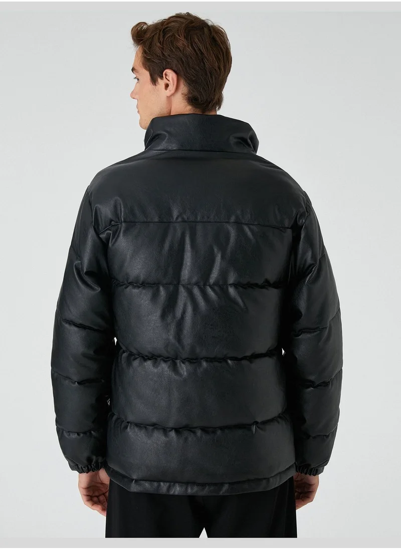 كوتون Puffer Jacket High Neck Pocket Detailed