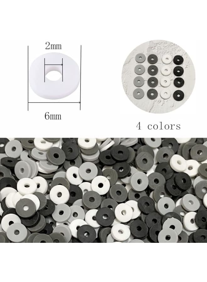3000 قطعة خرز صلصال مسطح مستدير من الفينيل هيشي خرز بوليمر لصنع المجوهرات سوار ذاتي الصنع قلادات قلادة زينة مصنوعة يدويًا (محايد، 6 مم) الألوان: محايد (أبيض، أسود، رمادي ورمادي داكن) المادة: طين بوليمر الحجم: 6 مم، الفتحة: 2 مم. الكمية: 3000 قطعة، كمية كافية لاحتياجاتك المختلفة، الميزات 1) يمكنك استخدامها في مشاريع صنع المجوهرات، وقلادات الخرز، وأساور DIY، والأقراط، والمعلقات، وتزيين الفساتين، وإكسسوارات تعليق الهاتف المحمول، وإكسسوارات الشعر وما إلى ذلك، امنح إبداعك بالكامل لإنشاء قطع المجوهرات المفضلة لديك. 2) هدية رائعة: يمكنك استخدام خرز الطين هذا لإنشاء هدية جميلة، فهي رائعة للزينة وسهلة لصنع مجوهرات لامعة وملفتة للنظر. سيكون من دواعي سرور عائلتك أو أصدقائك الحصول على هدية العيد هذه - Image 2