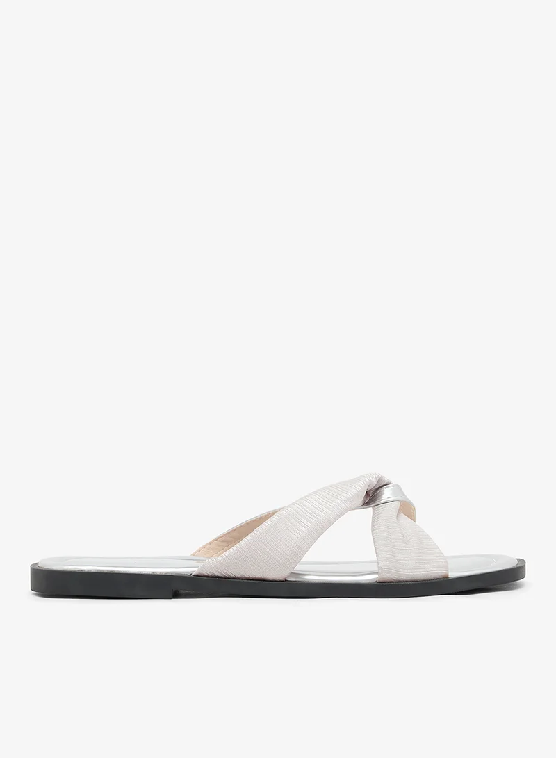 Two Tone Silver Flat Sandals