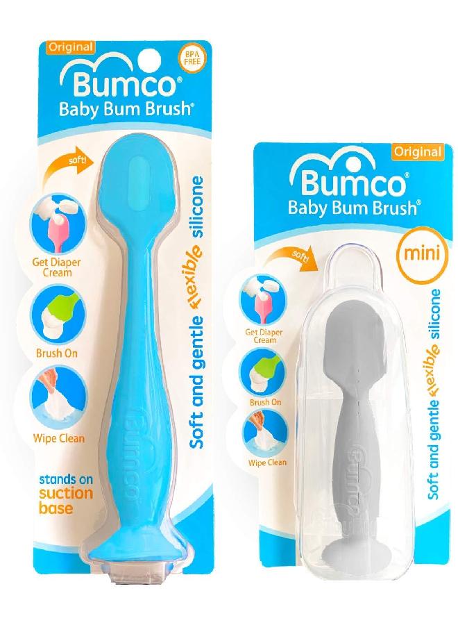 Baby Bum Brush Bumco Diaper Cream Spatula + Mini Baby Bum Brush for Baby Butt Cream with Travel Case - Diaper Cream Applicator Set, Butt Spatula Baby Necessities, Diaper Cream Brush, Blue & Gray - Image 5