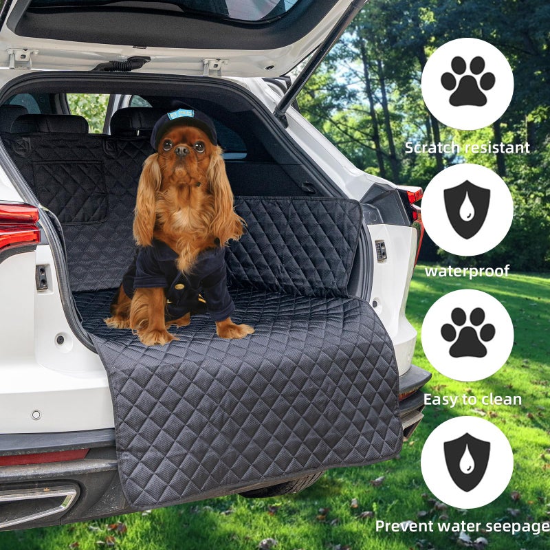 HNCPSY SUV Cargo Liner for Dog Car Seat Cover for Pets Waterproof Cargo Cover Dog Seat Mat for SUVs Sedans Vans with Bumper Flap Protector, Non-Slip, Black 70"x40" - Image 2