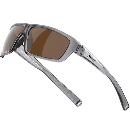 ATTCL Polarized Sunglasses Men for Fishing: UV Protection Lightweight TR90 Sports Wrap Sun Glasses Driving Golf Cycling Running 5001 Touqianhui-Brown - Image 1
