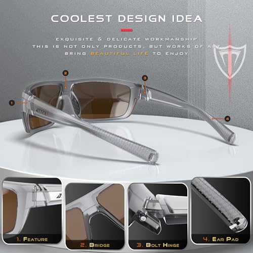 ATTCL Polarized Sunglasses Men for Fishing: UV Protection Lightweight TR90 Sports Wrap Sun Glasses Driving Golf Cycling Running 5001 Touqianhui-Brown - Image 4