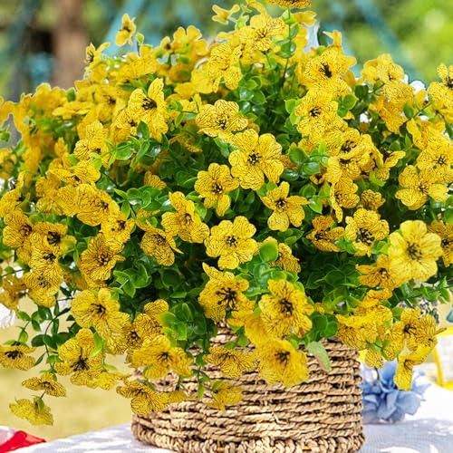 trytuny Artificial Flowers for Outdoor, UV Resistant Fake Silk Flowers, Realistic Faux Plants for Outside Indoor Porch Patio Window Box Planter Home Decor (20, Yellow) - Image 4