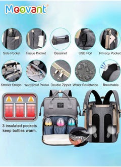 Baby Diaper Bag Backpack with Changing Station, Waterproof Mommy Bag with Portable Change Mat & USB Charge Port, Large Capacity Travel Mother Backpack with Stroller Straps for Newborn Mother Father, Grey - pzsku/ZD35649BC181AD28B6D98Z/45/_/1713171809/e2087dca-d5b6-4ef2-a9f9-9e953e1a5ea5