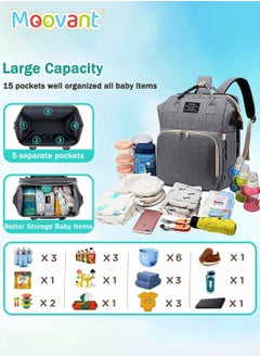 Baby Diaper Bag Backpack with Changing Station, Waterproof Mommy Bag with Portable Change Mat & USB Charge Port, Large Capacity Travel Mother Backpack with Stroller Straps for Newborn Mother Father, Grey - pzsku/ZD35649BC181AD28B6D98Z/45/_/1713171829/f23054b1-d864-459a-bbf8-95e0fc1a2d6f