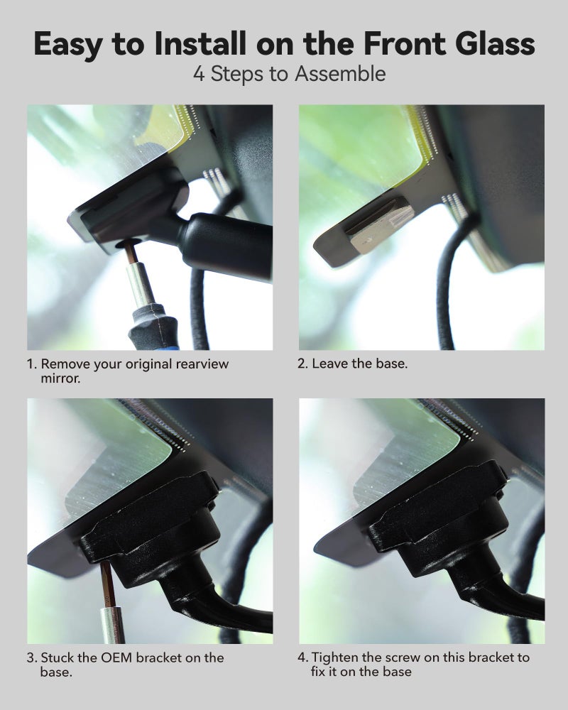 WOLFBOX Model 209 OEM Bracket Fit for 2019-2023 Tesla Model Y, for USB C G840S/G840H/G850/G900/G900PRO/G850PRO/G900 Tripro Mirror Dash Cam - Image 5