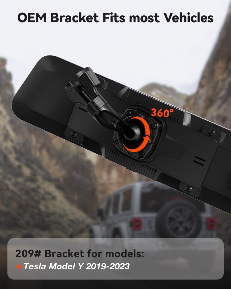 WOLFBOX Model 209 OEM Bracket Fit for 2019-2023 Tesla Model Y, for USB C G840S/G840H/G850/G900/G900PRO/G850PRO/G900 Tripro Mirror Dash Cam - Image 2