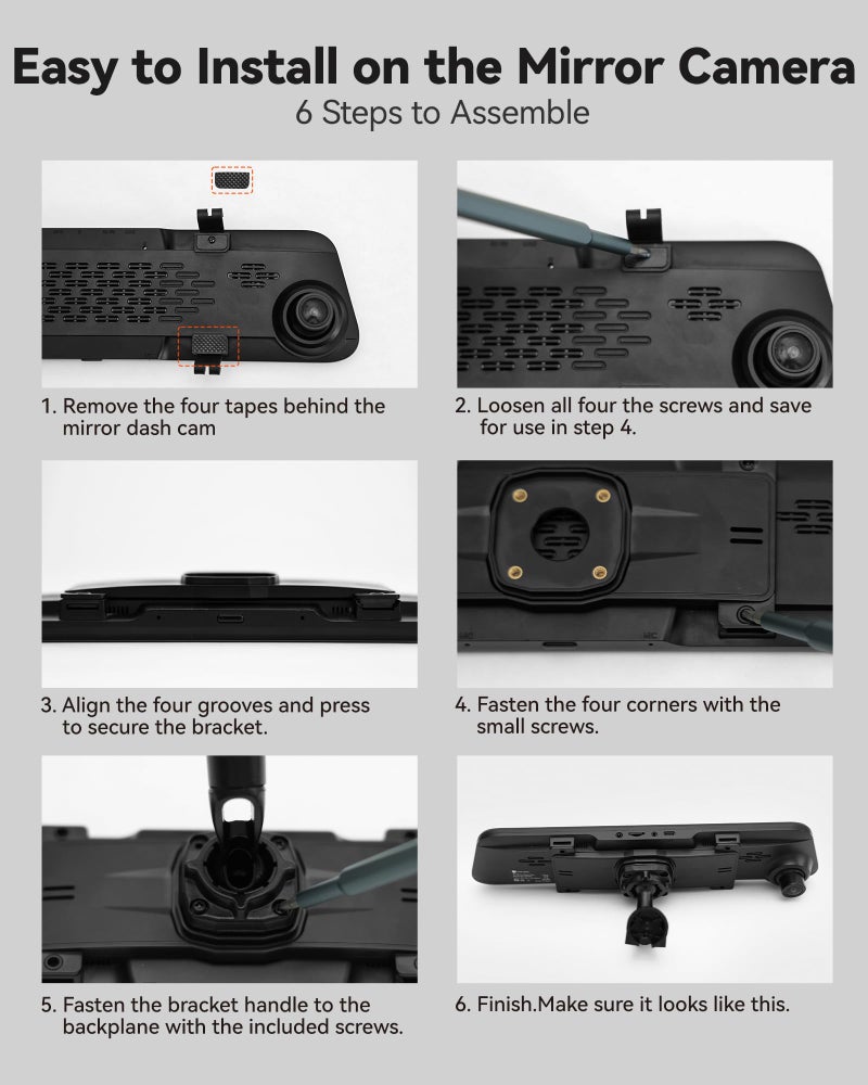 WOLFBOX Model 209 OEM Bracket Fit for 2019-2023 Tesla Model Y, for USB C G840S/G840H/G850/G900/G900PRO/G850PRO/G900 Tripro Mirror Dash Cam - Image 4