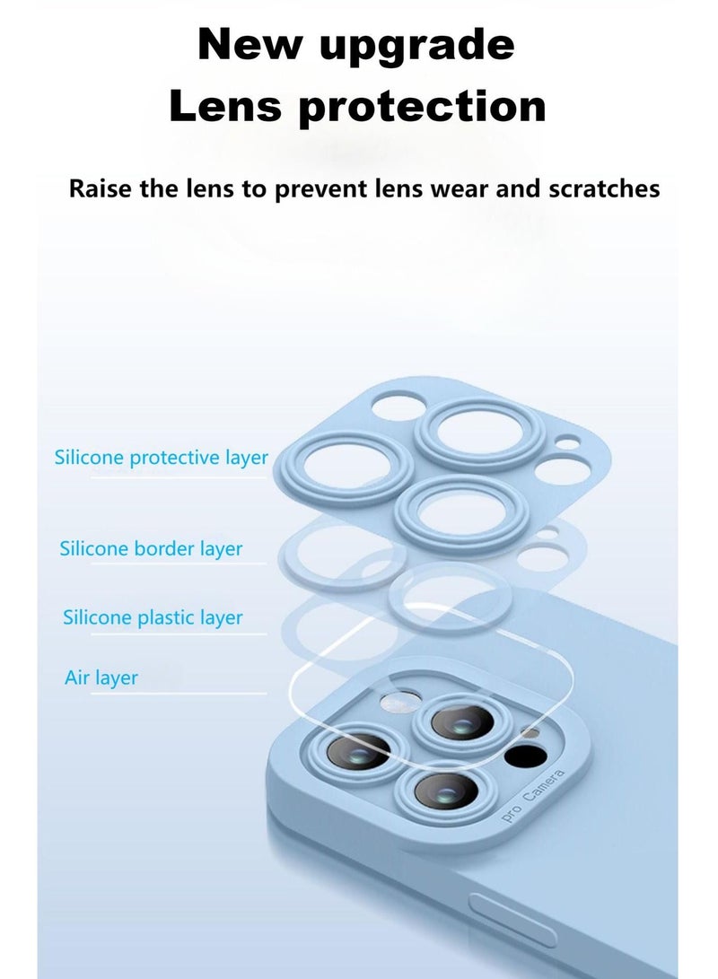 Bobo iPhone 13 Pro Max Case Silicone Cover Liquid Gel Soft Ultra Slim Shockproof Back Cover Full Body Protection 6.7 inch Blue - Image 5