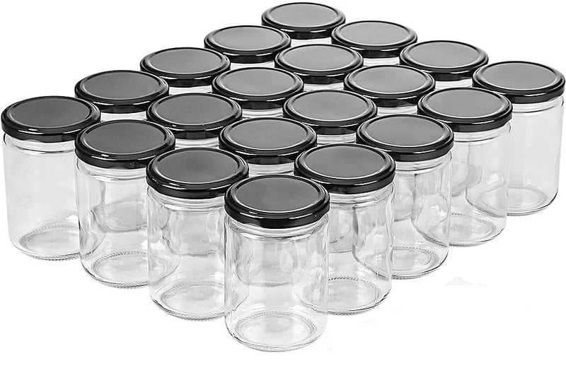 ARUZEN Glass Small Containers Masala And Spices Storage Jars For Kitchen, Refrigerator | Round Shape Glass Bottle For Kitchen Storage | Airtight Dry Fruits Container- 200 Ml Set Of (24) - Image 1