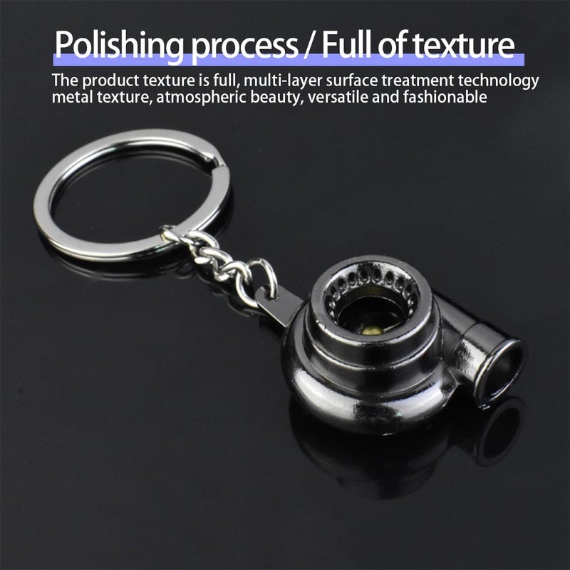 JNNJ Turbocharger Metal Keyfob - Polished Turbo Keychain with Spinning Design - Image 4