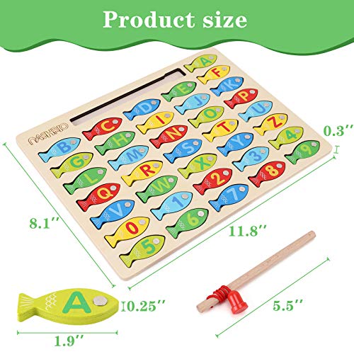 NASHRIO Magnetic Wooden Fishing Game Toy for Toddlers, Alphabet Fish Catching Counting Games Puzzle with Numbers and Letters, Preschool Learning ABC Math Educational Toys 3 4 5 Years Old Girl Boy Kids - Image 4